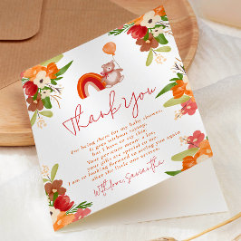 Cartão De Agradecimento Lindo ursinho de pelúcia obrigado arco-íris baby s