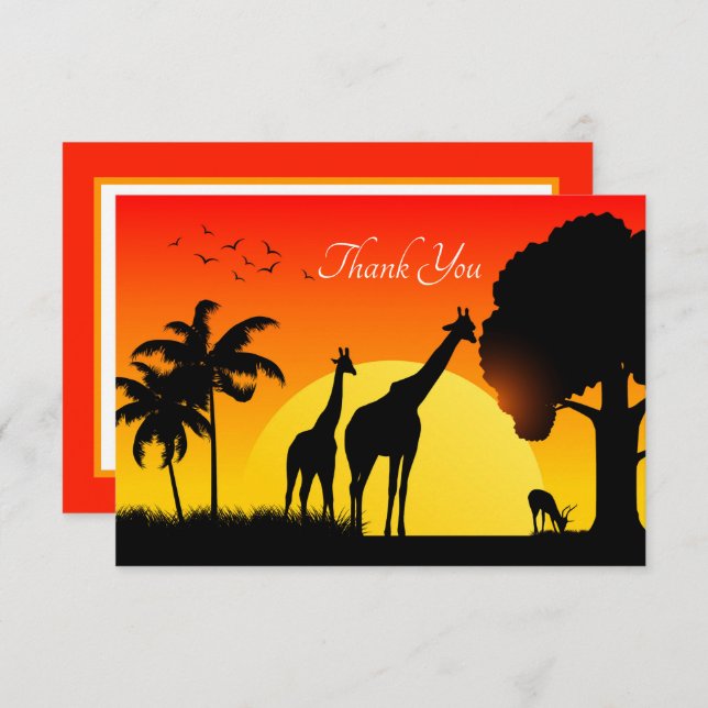 Cartão De Agradecimento lindos animais Safari adicionam texto  (Frente/Verso)