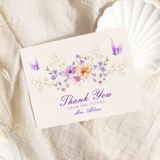 Cartão De Agradecimento Lindos Borboletas Florais Chá de Noiva (Criador carregado)