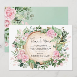 Cartão De Agradecimento Lindos Flores Cor-de-Rosa Jardim de Rosas Chá de B