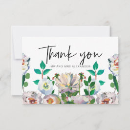 Cartão De Agradecimento Lindos Flores de Aquarela Pastel