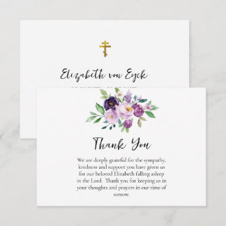 Cartão De Agradecimento Lindos Flores Rosa Roxo Aquarela Funeral