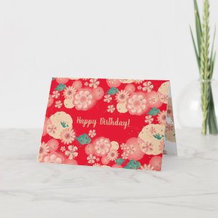 Cartão De Agradecimento Lindos ornamentos Florais Flores de Jardim Rosa