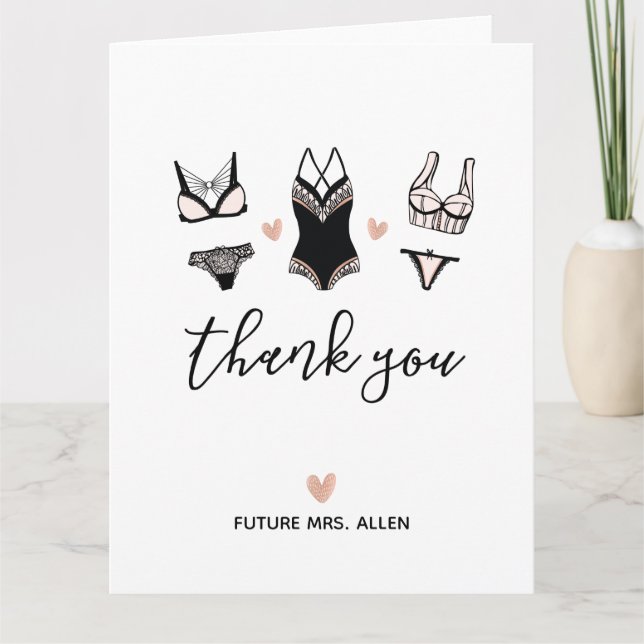 Cartão De Agradecimento Lingerie Bridal Shower Thank You Card (Frente)