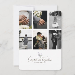 Cartão De Agradecimento Linha Minimalista Mão de Lavanda Romântica em Mão