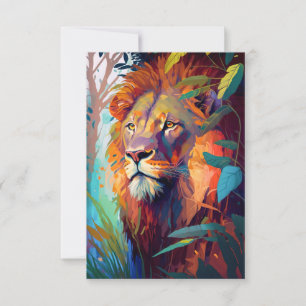 Cartão De Agradecimento Lion Animal Portrait Painting Willife Outdoor