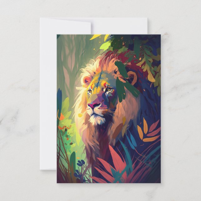 Cartão De Agradecimento Lion Animal Portrait Painting Willife Outdoor (Frente)