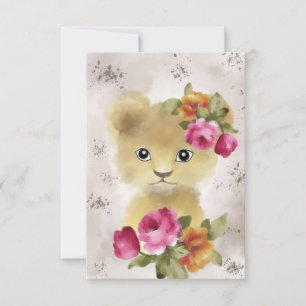 Cartão De Agradecimento Lion Baby Lion Watercolor