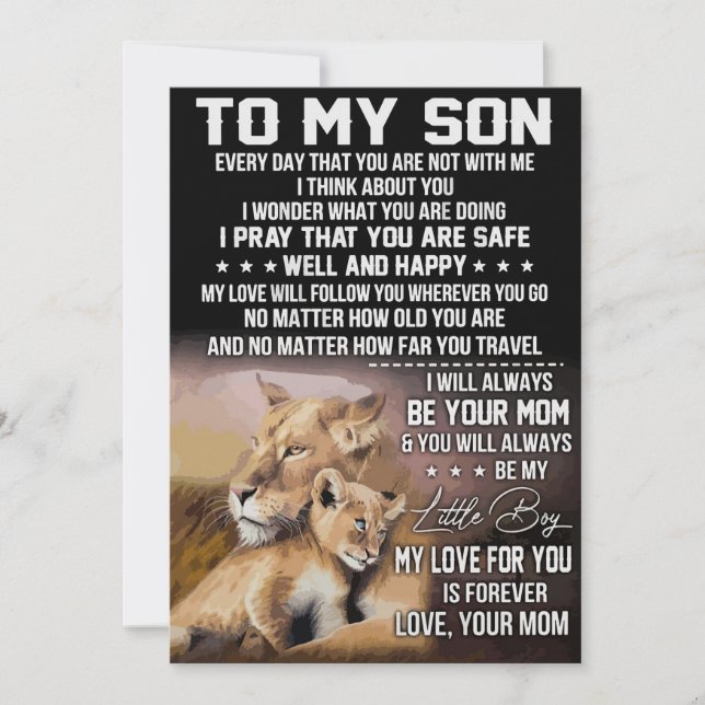 Cartão De Agradecimento Lion Lover Para Meu Filho Lion (Frente)