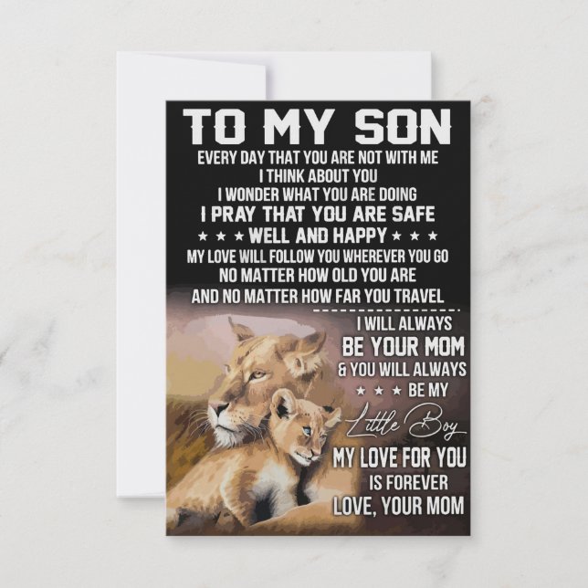 Cartão De Agradecimento Lion Lover Para Meu Filho Lion (Frente)