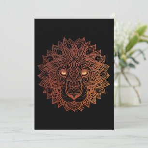 Cartão De Agradecimento Lion Mandala Ornamental, Lion Mandala Desenhado À