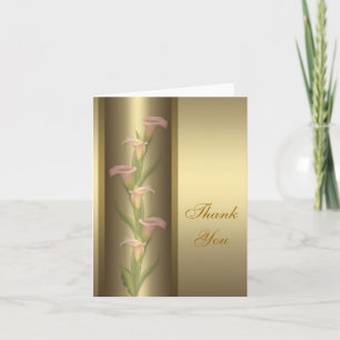Cartão de Agradecimento Lírio de Calla Dourado