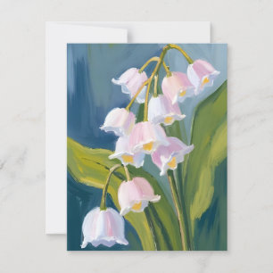 Cartão De Agradecimento Lírio do Vale Flor Pintada à Aquarela