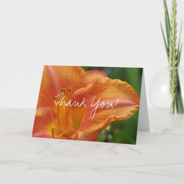 Cartão De Agradecimento Lírio Tigre Obrigado Branco (Frente)