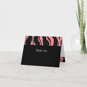 Cartão De Agradecimento Listras de Zebra Rosa e Preto Obrigado