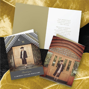 Cartão De Agradecimento Listras Diagonais Brancas Foto Graduação Moderna