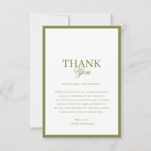 Cartão De Agradecimento Listras Minimalistas Elegante Verde Sage e Branco