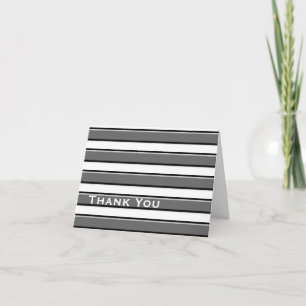 Cartão De Agradecimento Listras Pretas Brancas Cinza Personalizado 4x5.6"