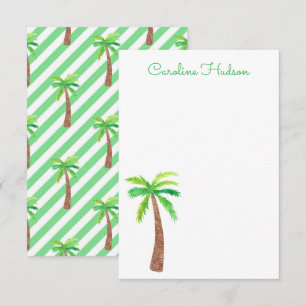 Cartão De Agradecimento Listras Verdes de Aquarela Palmeiras