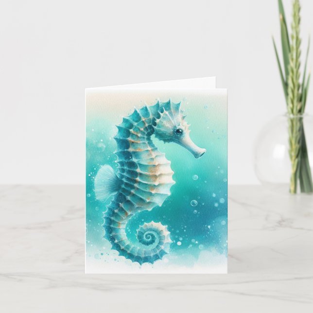 Cartão De Agradecimento Litoral sob o cavalo marinho (Frente)