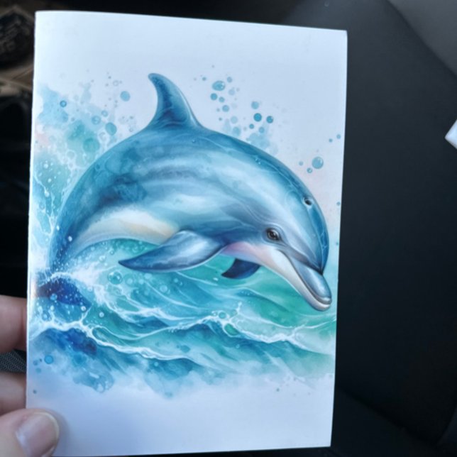 Cartão De Agradecimento Litoral sob o golfinho marinho (Dolphin Swimming Blank Notecard Stationery)