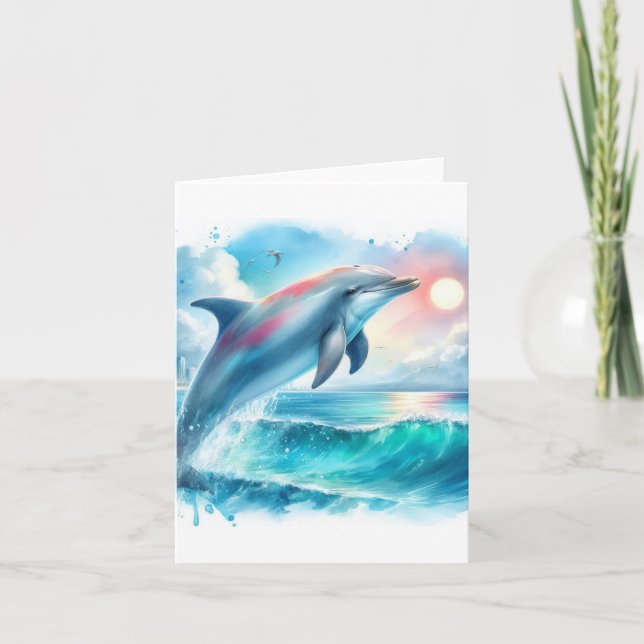Cartão De Agradecimento Litoral sob o golfinho marinho (Frente)