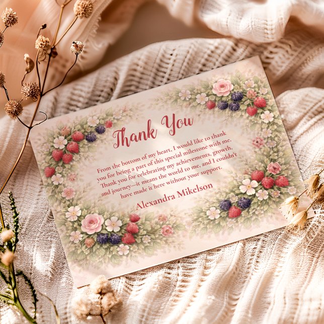 Cartão De Agradecimento Little Berry Celebration 1st Birthday (Criador carregado)