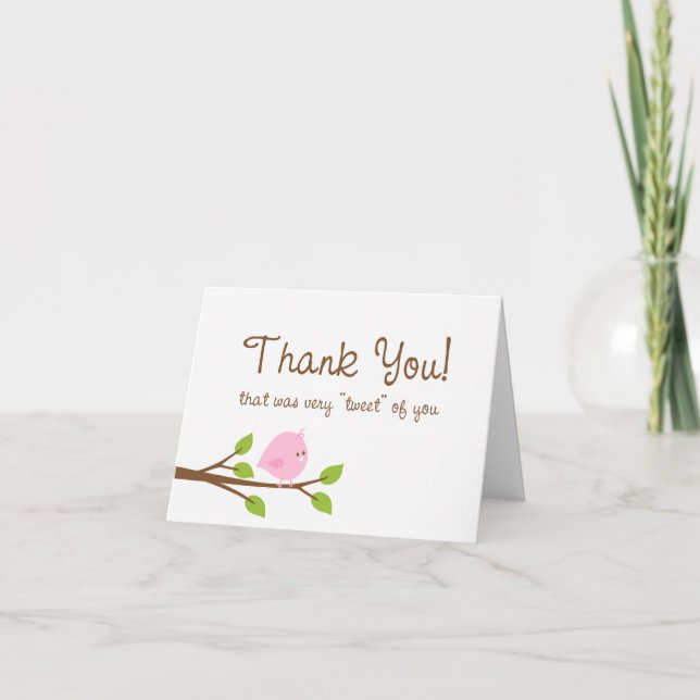Cartão De Agradecimento Little Birdie Thank You Card - Pink (Frente)