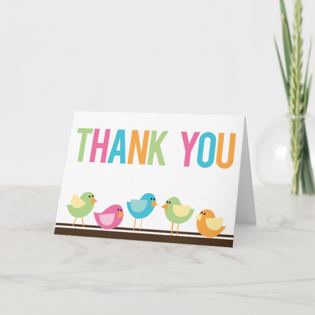 Cartão De Agradecimento Little Birds Thank You (Frente)