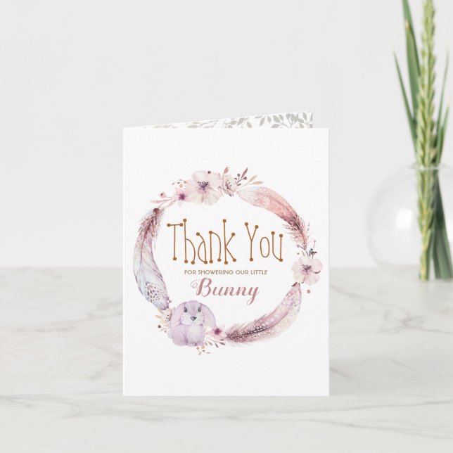 Cartão De Agradecimento Little Bunny Baby Shower Thank You (Frente)
