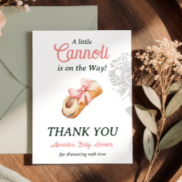 Cartão De Agradecimento Little Cannoli Pink Bow Girl Italian Baby Shower