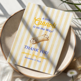 Cartão De Agradecimento Little Cannoli Yellow Blue Italian Baby Shower