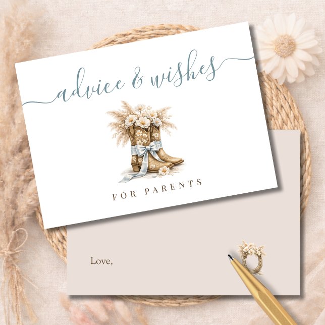 Cartão De Agradecimento Little Cowboy Baby Shower Advice Wishes Parents (Criador carregado)