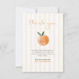 Cartão De Agradecimento Little Cutie Orange Citrus Baby Shower