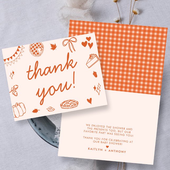 Cartão De Agradecimento Little Cutie Pie On The Way! Fall Baby Shower (Criador carregado)