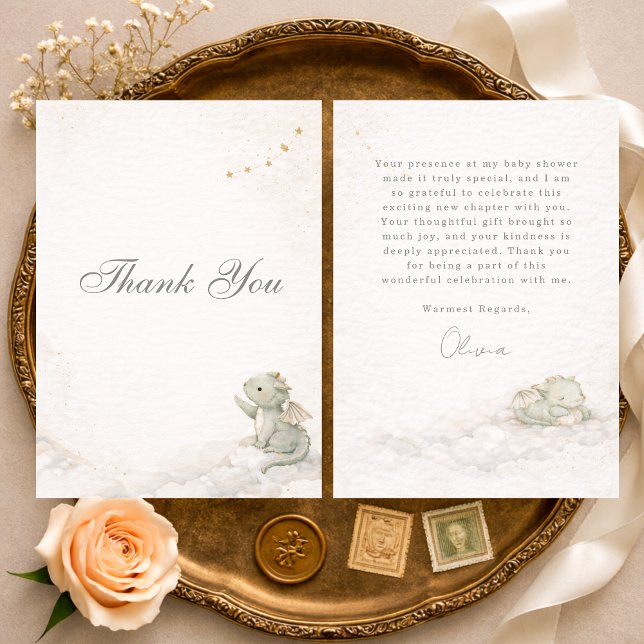 Cartão De Agradecimento Little Dragon Almost Here Baby Shower (Criador carregado)