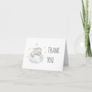 Cartão De Agradecimento Little Elephant Girl Baby Shower Thank You Card