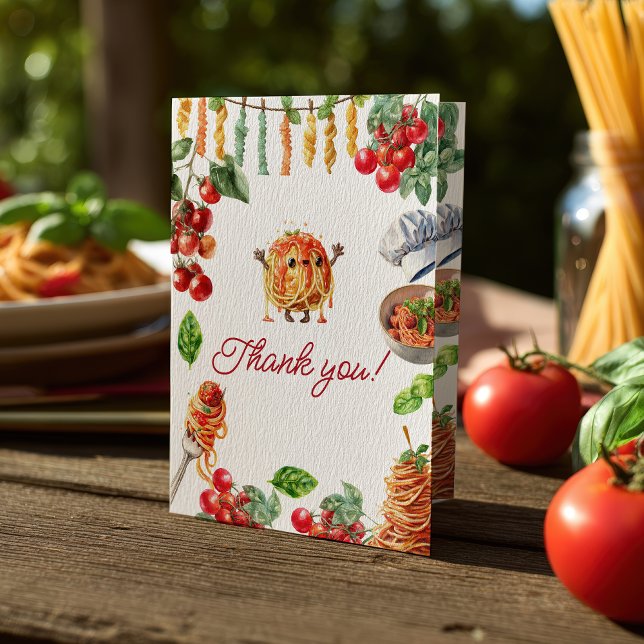 Cartão De Agradecimento Little Meatball Italian Pasta Baby Shower (Little Meatball Italian Pasta Baby Shower Thank You Card)