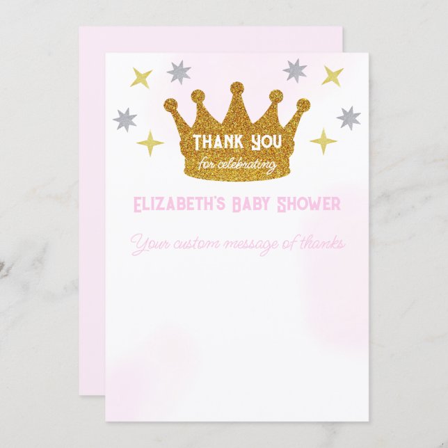 Cartão De Agradecimento Little Princess Girl Baby Shower (Frente/Verso)