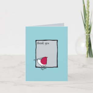 Cartão De Agradecimento Little Robin grey Thank you Note Card