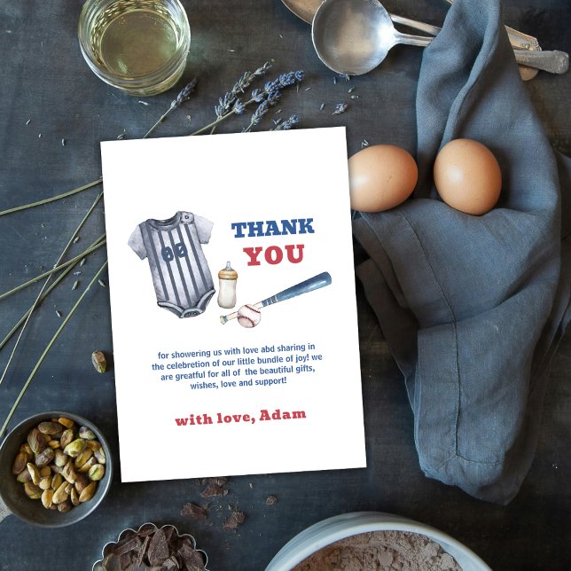 Cartão De Agradecimento Little Slugger Baseball Shirt Boy Baby Shower  (Little Slugger Baseball Shirt Boy Baby Shower Thank You Card)