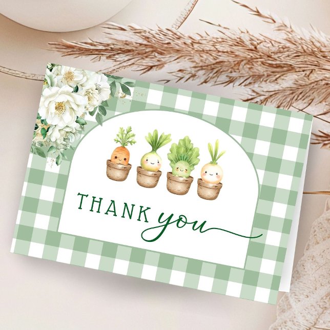 Cartão De Agradecimento Little Sprout Baby Shower Folded Thank You Cards (Criador carregado)