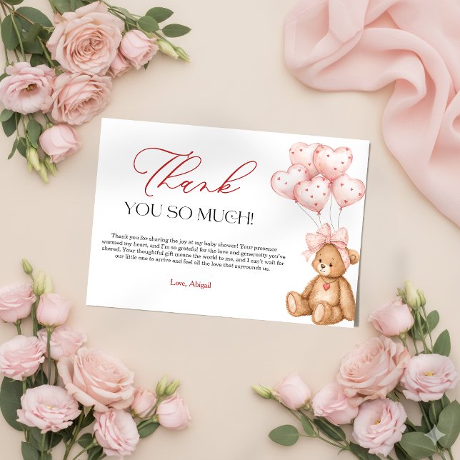 Cartão De Agradecimento Little Sweetheart Valentine Baby Shower (Little Sweetheart Valentine Baby Shower Thank You Card)