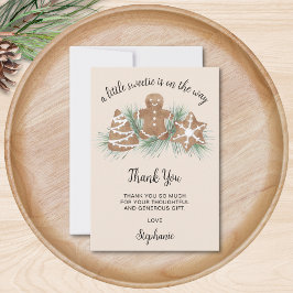 Cartão De Agradecimento Little Sweetie Gingerbread Christmas Baby Shower 