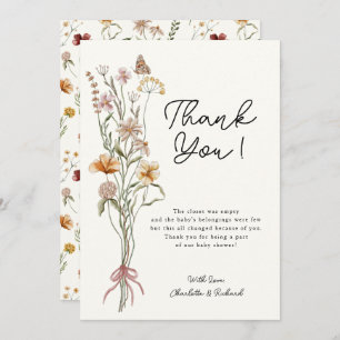 Cartão De Agradecimento Little Wildflower Girl Chá de fraldas