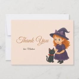 Cartão De Agradecimento Little Witch & Cat Halloween Baby Shower