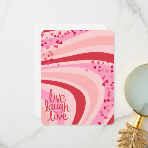 Cartão De Agradecimento Live, Laugh, Love Retro Heart Wave, Flat Notecard