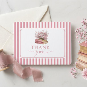 Cartão De Agradecimento Livro Floral Vintage Rosa Um Novo Capítulo Começa