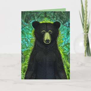 Cartão De Agradecimento Livro Negro Pequeno Urso Negro Divertido