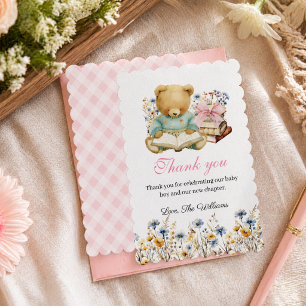 Cartão De Agradecimento Livros da Menina Urso Fofa Chaveirinho de Festa de